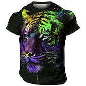  Bărbați Grafic Tigru Tricou Manșon scurt Tricou Tipărire 3D Stil Nautic Cămașă Epocă Modă Designer Zilnic În aer liber Sport Albastru Primavara vara Îmbrăcăminte S M L XL 2XL 3XL