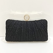 cheap Clutches &amp; Evening Bags-Elegant Gold Glitter Evening Clutch Bag with Rhinestone Ring Handle – Women&#039;s Party, Wedding, and Formal Event Accessory