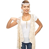 preiswerte Outfits-Hippie Retro Vintage 1960er 1970er Cosplay Kostüm Austattungen Zubehörset Wildlederweste Damen Kostüm Jahrgang Cosplay Party / Abend Maskerade Weste Karneval Schlager Outfit