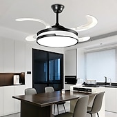baratos Candeeiros Ventoinhas de Teto-Ventilador de teto com luzes 147&quot; led regulável 3 cores 6 velocidades cronometrando lâminas reversíveis com controle remoto, lustre de ventilador doméstico, ventilador de teto de montagem embutida de