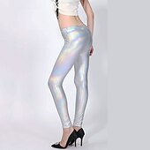 cheap Bottoms-1980s High Waisted Shiny Latex Patent Leggings PU Leather Pencil Pants Disco Women&#039;s Carnival Masquerade Party Bachelorette Party Pride Parade Adults&#039; Pants