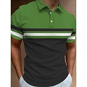 お買い得  スポーツ-男性用 ボタンアップポロ ポロシャツ カジュアル スポーツ ラペル 半袖 ファッション ベーシック カラーブロック ボタン 夏 レギュラー アップルグリーン レイクブルー アーミーグリーン ブルー パープル コーヒー ボタンアップポロ