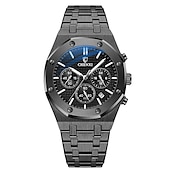 olcso Quartz órák-CHENXI Luxus Quartz Óra Férfiaknak Királyi Rozsdamentes Acél Vízálló Kronográf Sport Üzleti Hétköznapi Férfi Quartz Karóra Lumineszcens Órák Apák Napjára