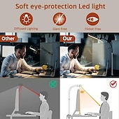 economico Lampade da scrivania-lampada da scrivania a doppia testa a led 24w lampade da tavolo a doppio braccio oscillante per architetto più luminose per banco di lavoro, monitor, lettura domestica, uffici, camere da letto e dormitori