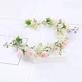 abordables Accesorios para el peinado del cabello-Diadema de flores boho, corona para el cabello, guirnalda floral, tocado con cinta, fiesta de bodas