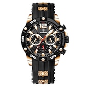 voordelige Quartz-horloges-POEDAGAR Luxe Mannen Polshorloge Sport Chronograaf Silicone Strap Mannen Horloges Waterdicht Luminieuze Datum Heren Quartz Horloge