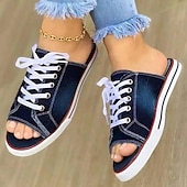 economico Sandali Comodi-sandali da donna in denim con punta aperta e lacci - sandali estivi casual da indossare tutti i giorni
