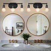 abordables Apliques de pared-juego de iluminación de tocador negro moderno: apliques de pared de baño de 3 luces para espejo, cocina, dormitorio y sala de estar