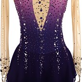 abordables Vestidos de Patinaje Artístico-Vestido de patinaje artístico Mujer Chica Patinaje Sobre Hielo Vestidos Borgoña Azul Real Púrpula Claro Dedo Pulgar Espalda Abierta Licra Alta elasticidad Entrenamiento Competición Ropa de Patinaje