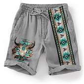 baratos Calções Impressos-Homens Gráfico Estampa Geométrica Calção Shorts de verão Shorts de praia Cintura Média Estilo Étnico Retro Vintage Casual Diário Feriado Cintura elástica Impressão 3D Com Cordão Designer Roupa