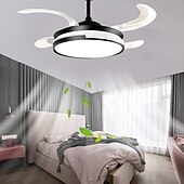 baratos Candeeiros Ventoinhas de Teto-Ventilador de teto com luzes 147&quot; led regulável 3 cores 6 velocidades cronometrando lâminas reversíveis com controle remoto, lustre de ventilador doméstico, ventilador de teto de montagem embutida de