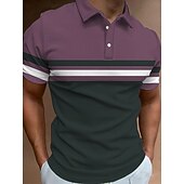 お買い得  スポーツ-男性用 ボタンアップポロ ポロシャツ カジュアル スポーツ ラペル 半袖 ファッション ベーシック カラーブロック ボタン 夏 レギュラー アップルグリーン レイクブルー アーミーグリーン ブルー パープル コーヒー ボタンアップポロ