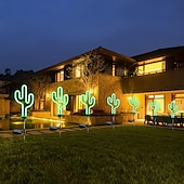 economico Illuminazione vialetto-luci solari da giardino luci esterne cactus/fenicottero luci al neon luci esterne impermeabili per la decorazione del percorso del cortile del patio del giardino
