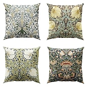 billige blomster- og plantestil-4.0 stk Polyester Putecover, Trykt mønster Enkel Fritid Kvadrat Tradisjonell Klassisk