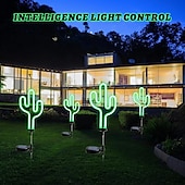 economico Illuminazione vialetto-luci solari da giardino luci esterne cactus/fenicottero luci al neon luci esterne impermeabili per la decorazione del percorso del cortile del patio del giardino