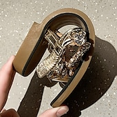 cheap Casual-Women&#039;s Crystal-Embellished T-Strap Sandals – Elegant Rhinestone Flat Sandals for Weddings, Beach, or Special Occasions