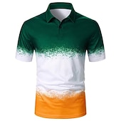 halpa Miesten geometrinen poolo-Miesten Kuvitettu Havaijilaiset poolopaidat Golfpaita Lyhythihainen Poolopaidat Kauluspaidat Vapaa-aika Ranta-asut Lomavaatteet Trooppiset vaatteet Juhla-asut Napit 3D-tulostus Keltainen Punastuvan