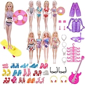 voordelige Prinses Pop Speelsets-roze poppenkleertjes en accessoires, 30cm poppenkledingaccessoires 40-delige set combinatieaccessoires badpak zwempak kleine meisje kinderspeelgoedaccessoires