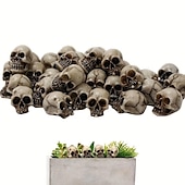 preiswerte Halloween Hängende &amp; Tischdekorationen-20 Stück Mini-Totenköpfe, Halloween, kleiner Skelettkopf, Blumentopf-Dekor, realistischer Totenkopf, Kunsthandwerk, Gartendekoration, Bonsai, Hofornamente