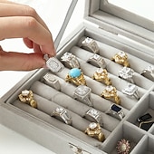 cheap Jewelry &amp; Cosmetic Storage-1PC Large Capacity Velvet Jewelry Box New Rings Necklaces Earrings Earrings Storage Box High-end Sense Organizing Box Dustproof Box