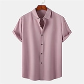 economico Casual da lavoro-Per uomo Camicia Camicia di lino Camicia in cotone e lino Camicia Estiva Camicia casual Camicia da Spiaggia Semplice Vacanza Casuale Nero Rosa Verde scuro Viola chiaro Manica Corta Bavero Estate