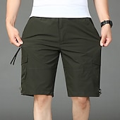 baratos Clássico-Homens Bermuda Cargo Calção Shorts de verão Shorts de Trilha Com Cordão Cintura elástica Bolso multi Tecido Conforto Macio Comprimento do joelho Ao ar livre Diário Para Noite Moda Casual Exército