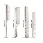 baratos Pentes e escovas de cabelo-4 pçs pente de aço inoxidável profissional pente de alumínio para todos os tipos de cabelo pente de estilo de cabelo pente de corte fino pente de rabo de rato pente de desembaraçar
