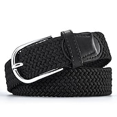 billige Belter til herrer-unisex flettede belter moteriktig enkel strikket spenne belte svart hvit lerret legering vanlig utendørs sport ideell gave