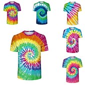 billige Retro grafikk-Disk Tie Dye T-skjorte Animé 3D Graphic Til Par Herre Dame Voksne Karneval Maskerade 3D-utskrift Fritid / hverdag