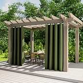 billiga Vattentäta gardiner-2 paneler utomhusgardiner vattentäta för inomhusbröllop uteplats tjock avskildhet grommet gardiner för bröllop sovrum, vardagsrum, veranda, pergola, cabana