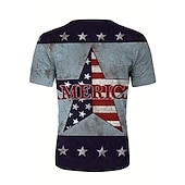  4 de Julho de 2026 250º Dia da Memória Camiseta Masculina Patriótica Vintage Designer Gráfico Patriota Estampada em 3D da Bandeira Nacional Veterano Decote Careca de Mangas Curtas