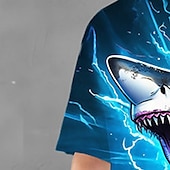 ieftine Animale 3D pentru băieți-Băieți 3D Grafic Animal Rechin Tricou și Pantaloni scurți Set tricouri Set de îmbrăcăminte Manșon scurt Imprimeuri 3D Vară Primăvară Activ Sport Modă Poliester Copii 3-13 ani În aer liber Strad