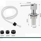 お買い得  水栓金具周辺部品-ソープディスペンサー ステンレススチール、カウンター下延長チューブキット付き、キッチンカウンタートップ内蔵シンクソープディスペンサー、17オンスボトル付き、ほとんどの石鹸容器22/26/28mmに適合します。