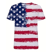  4 de Julho de 2026 250º Dia da Memória Camiseta Masculina Patriótica Vintage Designer Gráfico Patriota Estampada em 3D da Bandeira Nacional Veterano Decote Careca de Mangas Curtas