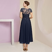 halpa Takin kanssa-Kaksi Osaa A-linja Äidin Mekko Virallinen Häävieras Elegantti Pyöreä Kaula-aukko Teepituinen Tylli Pitkähiha Wrap Mukana Rypytyksellä Sequins Koristeilla Ilmainen Mukautettu Koko