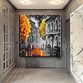 preiswerte Landschaftsgemälde-Handgefertigtes, handgemaltes Ölgemälde, Wandgemälde „Regentage“, originaler Regen, urbane Kunst, Regenschirmkunst, Ölgemälde, abstraktes Kunstwerk, Dekor, gerollte Leinwand, kein Rahmen, ungedehnt