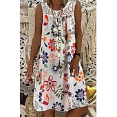 ieftine Rochii de Vacanță-rochie schimbătoare damă rochie până la genunchi alb negru verde armată fucsia bleumarin fără mâneci imprimeu floral primăvară vară gât rotund fierbinte casual boho lejer 2023 m l xl xxl 3xl 4xl 5xl