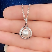 abordables Colliers-Collier Perle Imitation Perle Zircon Femme Mode simple Classique Adorable Mariage Forme Géométrique Colliers Tendance Pour Soirée Cadeau