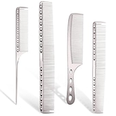baratos Pentes e escovas de cabelo-4 pçs pente de aço inoxidável profissional pente de alumínio para todos os tipos de cabelo pente de estilo de cabelo pente de corte fino pente de rabo de rato pente de desembaraçar