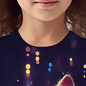 tanie 3D zwierzęta dziewczynki-Dla dziewczynek 3D Graficzny Kreskówki Kot Podkoszulek T-shirt Długi rękaw Druk 3D Lato Wiosna Jesień Aktywny Moda Śłodkie Dzieci 3-12 lat Na zewnątrz Codzienny Regularny