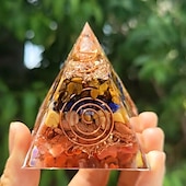 cheap Outdoor Decoration-Orgone Pyramid For Positive Energy And Amethyst Crystal Ball, With Protection From Crystals Energy Generator For Stress Reduce Healing Meditation And Wealth Attraction For Home Decoration