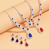 economico Parure di gioielli-set di gioielli abito intero orecchini con strass collana moda donna elegante fresco adorabile classico pera irregolare set di gioielli per matrimonio festa vestito per stupire 2025