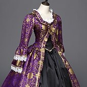 baratos Vestidos-Vintage Rococó Renascentista Maxi Vestidos Julieta Cinderela Flor Princesa Decote Quadrado Normal Todos Real Dia Das Bruxas Carnaval Baile de Máscaras Espetáculo Festa dia das Bruxas Adulto Todas as