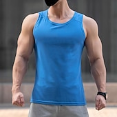 abordables Camisetas sin mangas de gimnasio-Hombre Camiseta sin mangas Top Camisetas Interiores Camisa sin mangas Sin Mangas Cuello Barco Verano Plano Moda Deportes Músculo Exterior Noche Gimnasia Blanco Rosa Azul Real Camiseta superior para