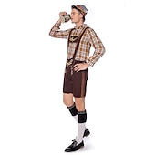 halpa Lederhosen-Oktoberfest Pusero / hame nahkahousuista baijerilainen Saksa München Niityt Miesten Perinteinen tyyli kangas Pusero Shortsit Hattu