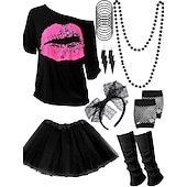 abordables Conjuntos-Retro Antiguo Disco Años 80 Falda Guantes Collar Retro Sin Cuello Mujer Chica Mascarada Fiesta / Noche Desfile del orgullo Mes del Orgullo Adulto Más Accesorios Primavera verano