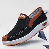 tanie Mokasyny i trzewiki męskie-męskie półbuty typu slip-on – oddychające płócienne mokasyny z antypoślizgową podeszwą do codziennego chodzenia i podróżowania