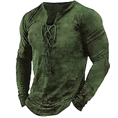 ieftine Tricouri vintage-Bărbați Tricou Grafic Harta lumii Guler Îmbrăcăminte Tipărire 3D Zilnic Ieșire Manșon Lung Cu Șiret Imprimeu Poliester Modă Designer Comfortabil