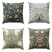 billige blomster- og plantestil-4.0 stk Polyester Putecover, Trykt mønster Enkel Fritid Kvadrat Tradisjonell Klassisk