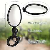 abordables Accesorios para motos y ATV-2 piezas de espejos ajustables para bicicleta de 360° espejos retrovisores convexos de ángulo amplio soporte de manillar a prueba de golpes para bicicletas de montaña y carretera